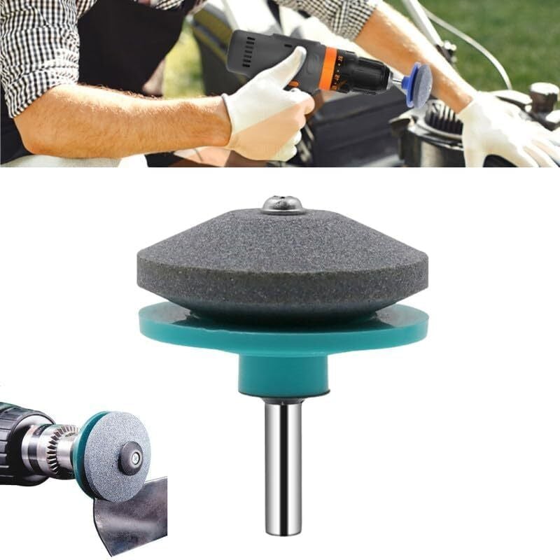 2 Stück Universal-Rasenmäher-Klingenschärfer, Rasenmäher-Schärfer-Zubehör für Rasenmäher, grünlich-blau
