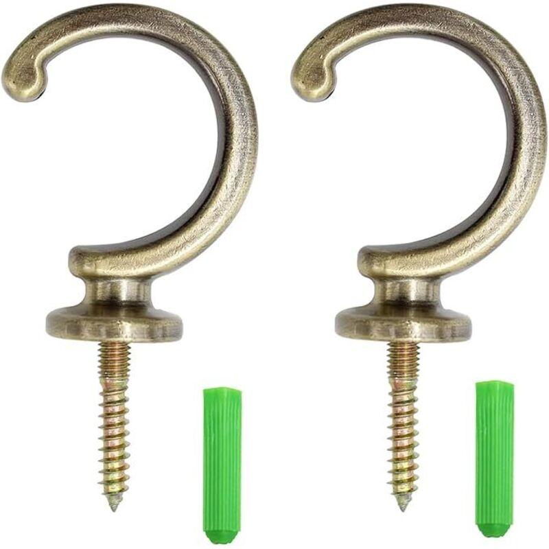 2 Stück Vintage-Gardinenhaken, Türhaken zum Einschrauben, Deckenhaken im Vintage-Stil, halbkugelförmige Haken, für Gardinen, Holzwände und Decken