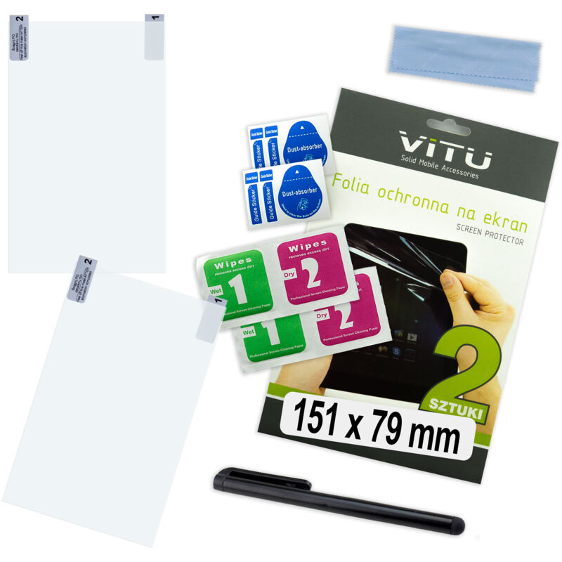 2 Stück VITU Schutzfolie für Handy, Smartphone, GPS, 151 x 79 mm (15,1 x 7,9 cm), robust