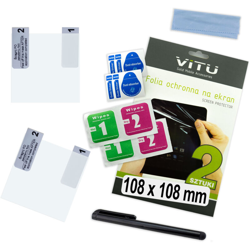 2 Stück VITU Schutzfolie für Handy, Smartphone, GPS, quadratisch: 108 mm x 10,8 cm x 6 Zoll