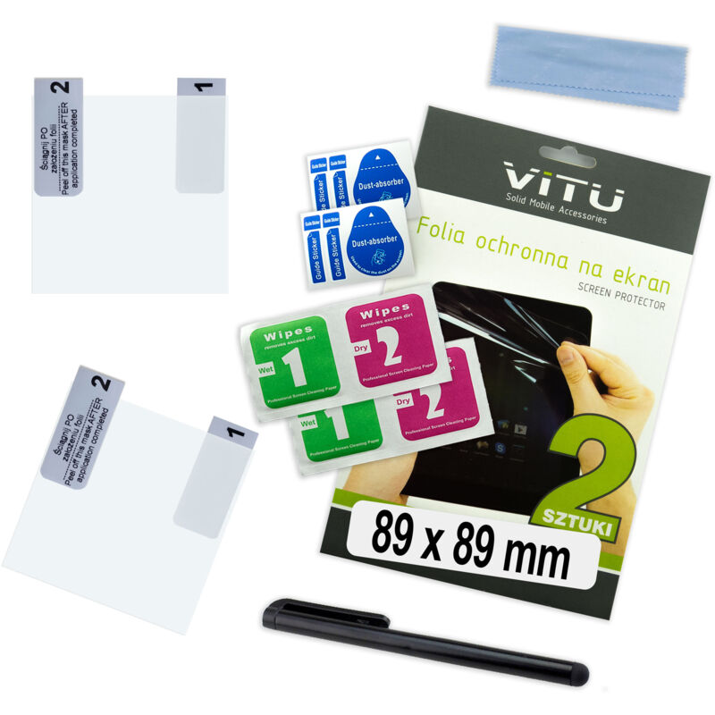 2 Stück VITU Schutzfolie für Smartphones, GPS-Geräte, quadratisch: 89 mm x 8,9 cm x 5 Zoll