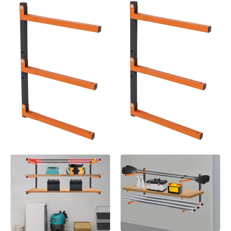 2 Stück Wandhalterungen für Brennholz, dreistufige Wandregale, mit einer Tragkraft von 99,21 Pfund, höhenverstellbar um 1,97 Zoll.