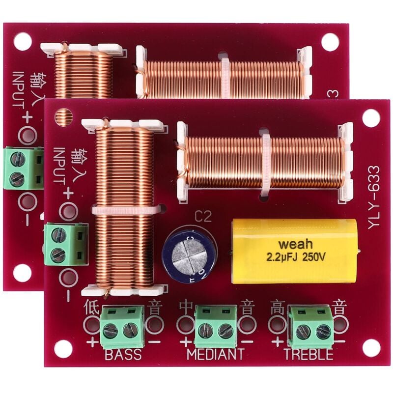 2 StüCke 200W 3 Wege Audio Lautsprecher Crossover HöHen + Mittel TöNer Bass UnabhäNgige Filter Frequenz Teiler