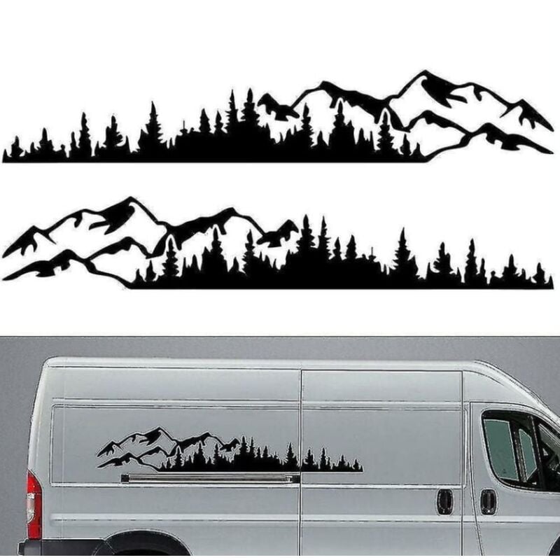 2 stücke Auto Aufkleber Berg wald Vinyl Auto Aufkleber Lkw Fenster Autoscooter Tür Aufkleber Kajak Vinyl Dekorative Körper Aufkleber