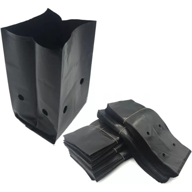2 Stücke PE Schwarz Kunststoff Kindergarten Taschen Anlage Wachsen Taschen Sämling Töpfe Bäumchen Anbau Tasche Mit Löchern for Garten Liefert (Color
