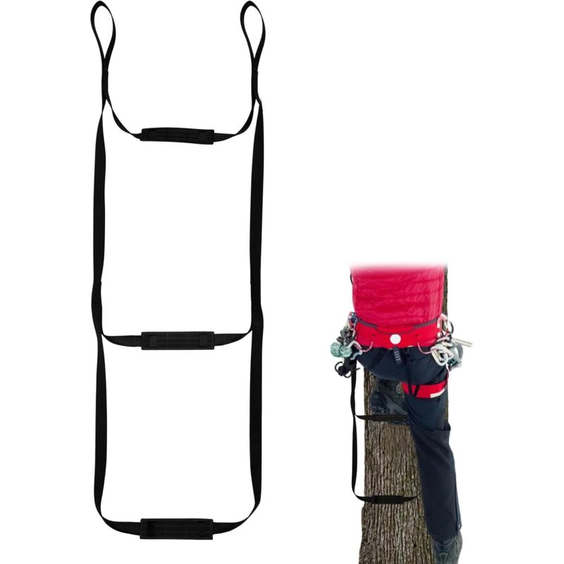 2-stufige Jagd-Kletterhilfe mit rutschfesten Stufen, 110,5 cm lange tragbare Jagd-Baumkletterleiter aus Seil für Outdoor-Sportarten, Felsklettern,