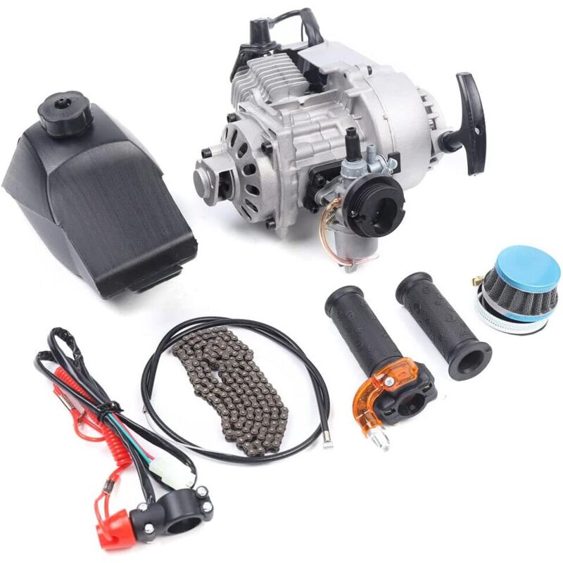 2-Takt Motor Kit 49cc mit Traktionsstart für Mini Pocket Dirt Bike Scooter ATV,Motor mit Traktionsstart Einzylinder,Getriebe Kit