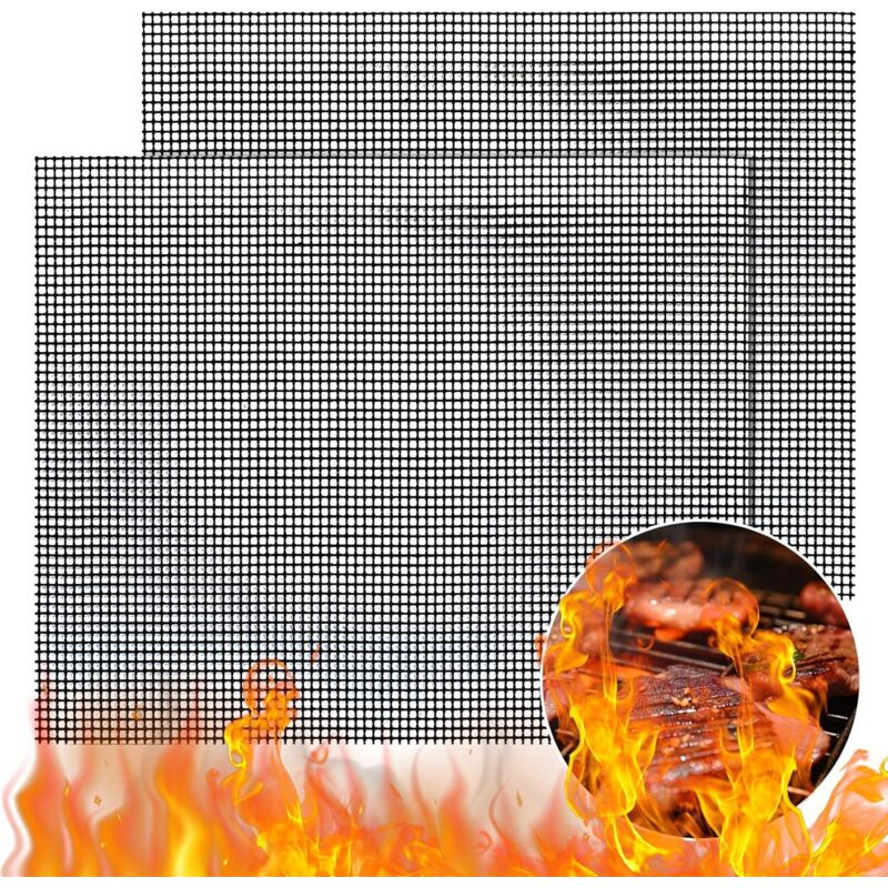 2-teilige Grill-Kochmatte für Barbecue-Grill, antihaftbeschichtete Grill-Kochmatte für Barbecue-Grill, wiederverwendbare und schneidbare Grillmatte –