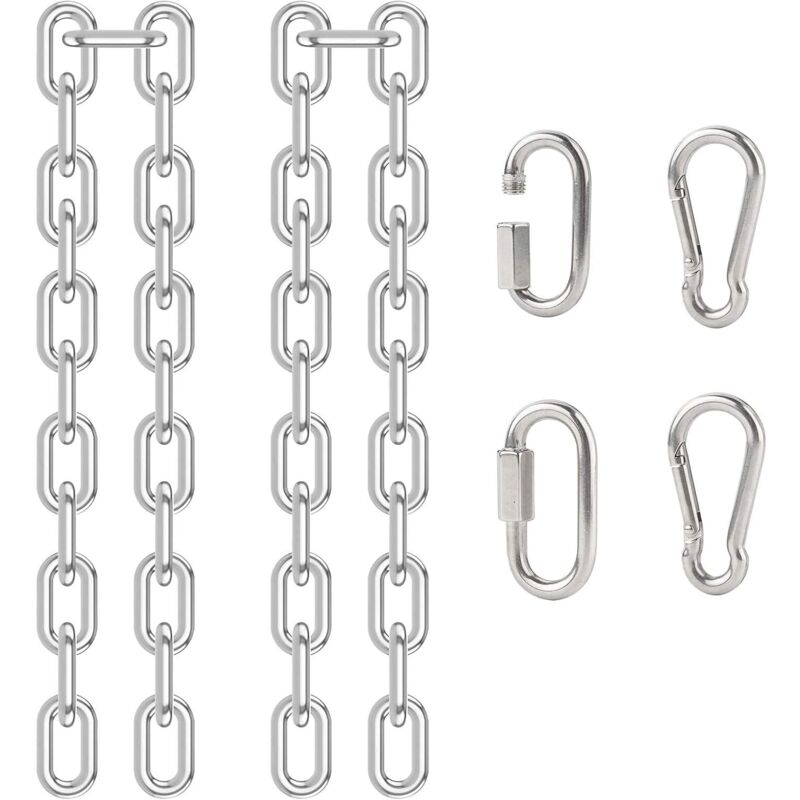 2-teilige Hängesesselkette, Verlängerungskette aus Edelstahl 304 mit 4 Karabinerhaken für Hängesessel, Hängesessel für den Außenbereich