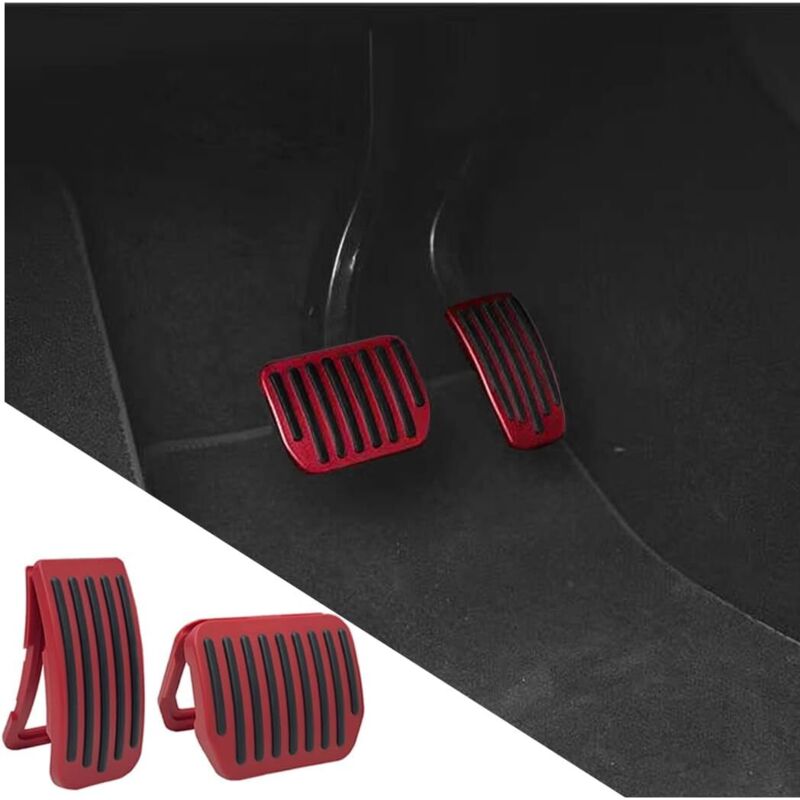 2-teilige Kupplungspedalauflagen, Autopedale, universelle Anti-Rutsch-Pedale für Autos, universelles Anti-Rutsch-Auto-Gasbremspedal für Autos (rot)