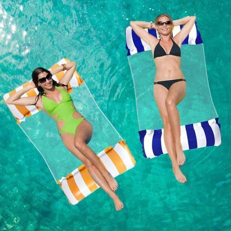 Stück schwimmende Pool-Hängematte, 4-in-1-Mehrzweck-aufblasbare Pool-Hängematte mit Netz, aufblasbarer Stuhl für Erwachsene und Kinder, tragbares