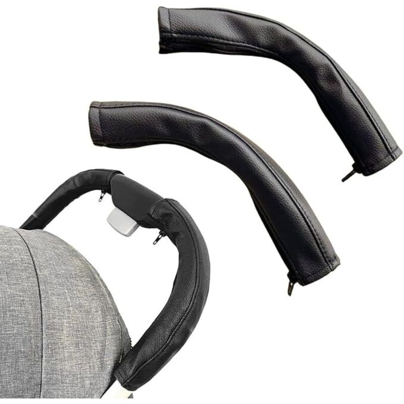 2-teiliger Kinderwagen-Handschutz aus schwarzem PU-Leder, Kinderwagenzubehör für Babyzen Yoyo Yoya, Armlehnengriffbezüge für Kinderwagen