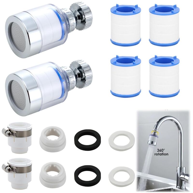 Coocheer - 2-teiliger Wasserhahn-Wasserfilter, Anti-Kalk-Wasserhahn-Wasserfilter, fortschrittliche Leitungswasserreinigung, entfernt Chlor und