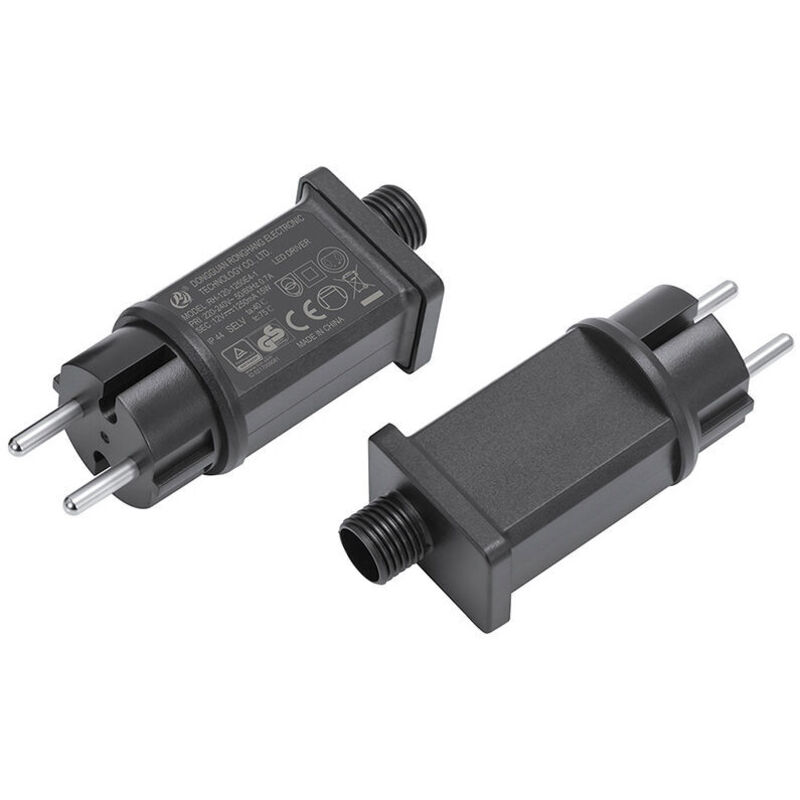 2-teiliges 12V-LED-Netzteil, IP44-Niederspannungstransformator, 15W-LED-Adapter für Lichterketten und Weihnachtsbeleuchtung im Außenbereich