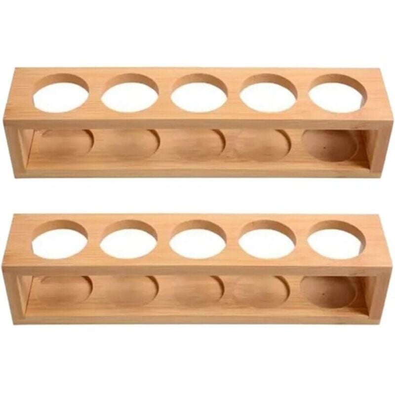 2-teiliges Aufbewahrungsregal für ätherische Öle aus natürlichem Bambus, 1-stufiger Tischständer, passend für 15-ml-Flaschen, 10-ml-Flaschen und