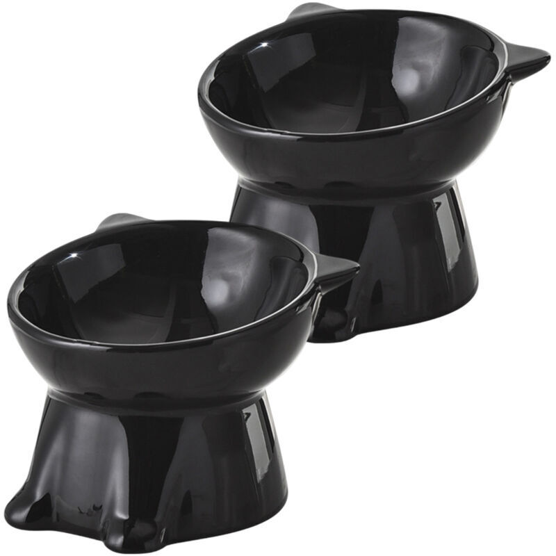 2-teiliges Katzennapf-Set, erhöhter Katzennapf mit 15° Neigung, geeignet für Katzen und Hunde, Futter und Wasser, antibakteriell und leicht zu