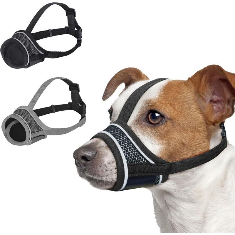 2-teiliges Maulkorb-Set für Hunde, Maulkorb für kleine bis mittelgroße Hunde, weicher und atmungsaktiver Netzmaulkorb, Anti-Kauen, Anti-Bell-Effekt