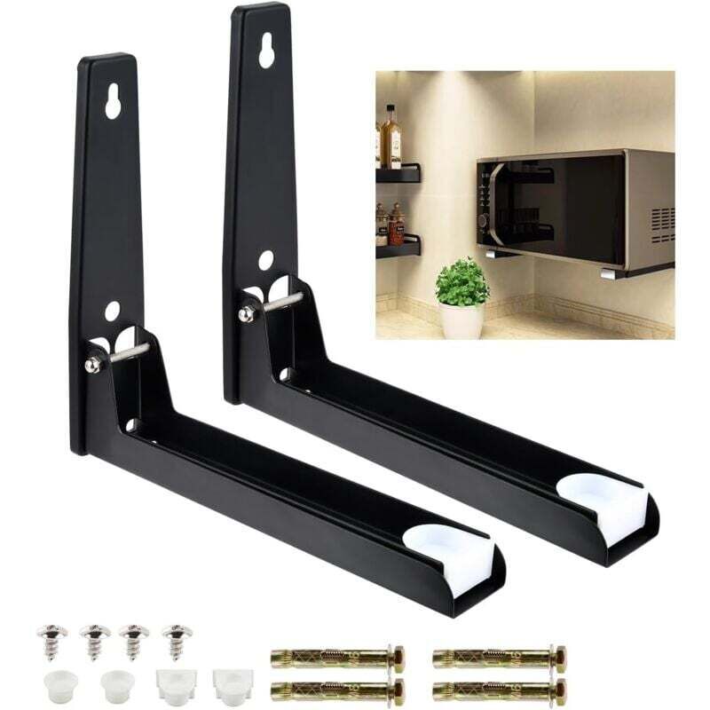 2-teiliges Mikrowellen-Halterungsset, Mikrowellenhalterungen aus Edelstahl, Wandregal für Mikrowelle, Wandhalterung für Mikrowelle, universelle