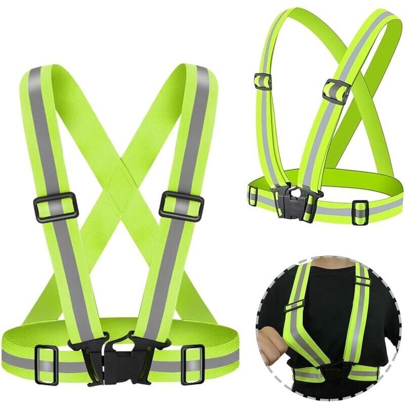 2-teiliges reflektierendes Westen-Set mit verstellbarem Gummibund, hochsichtbare Sicherheitsweste, atmungsaktive Outdoor-Sicherheitsweste, ideal für