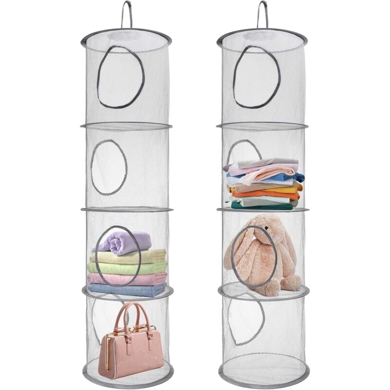 2-teiliges Spielzeug-Aufbewahrungsnetz, 4-stufiges Hängenetz, faltbare Stofftier-Aufbewahrung, Hängeaufbewahrung zur Aufbewahrung von Kuscheltieren,