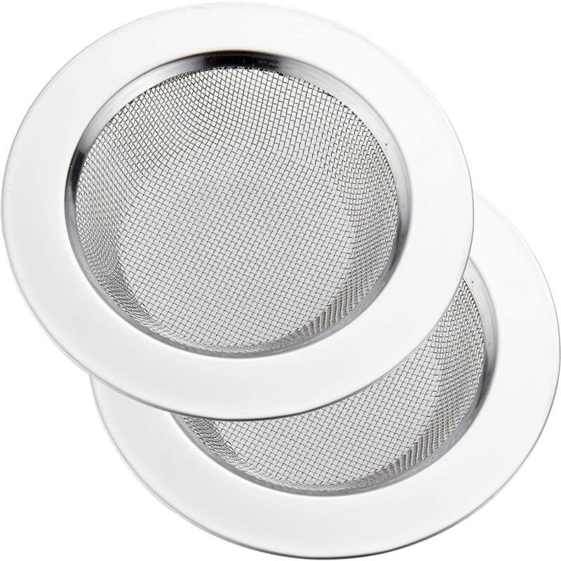 2-teiliges Spülbecken-Sieb, Edelstahl-Spülbecken-Abflusssieb, Spülbecken-Sieb mit großem Rand, 11,4 cm Durchmesser