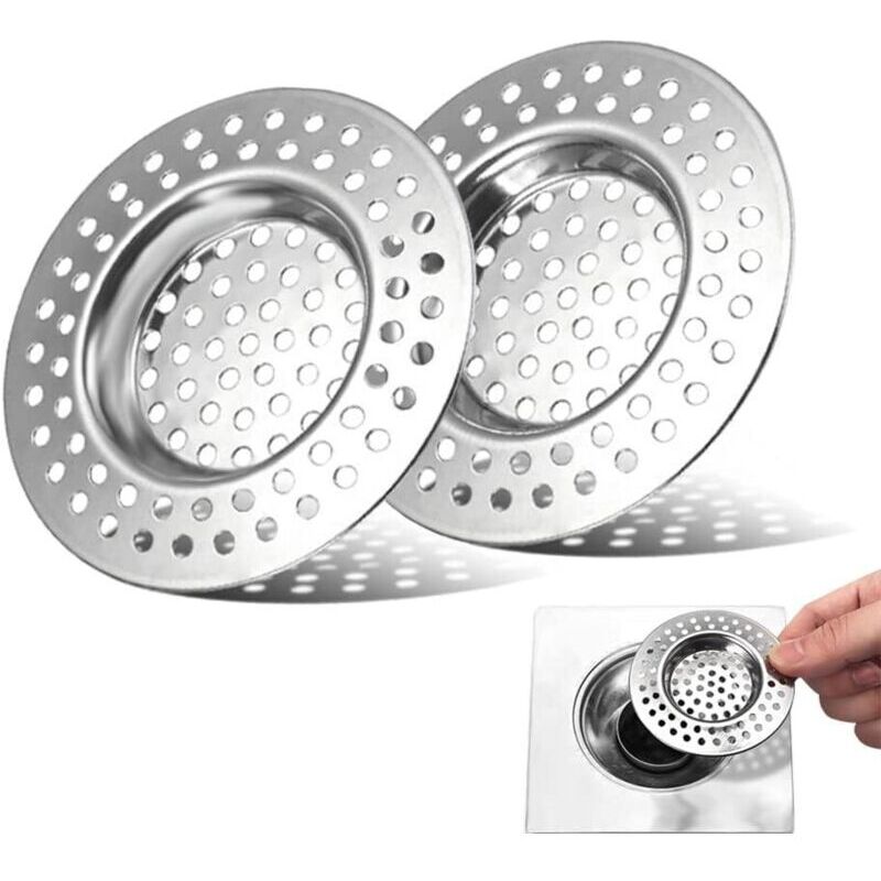 2-teiliges Spülbecken-Sieb, Edelstahl-Waschbecken-Sieb, Duschhaarfilter, Spülbecken-Abflusssieb, Küchenspülen-Gitter, Spülbecken-Abfluss-Zubehör