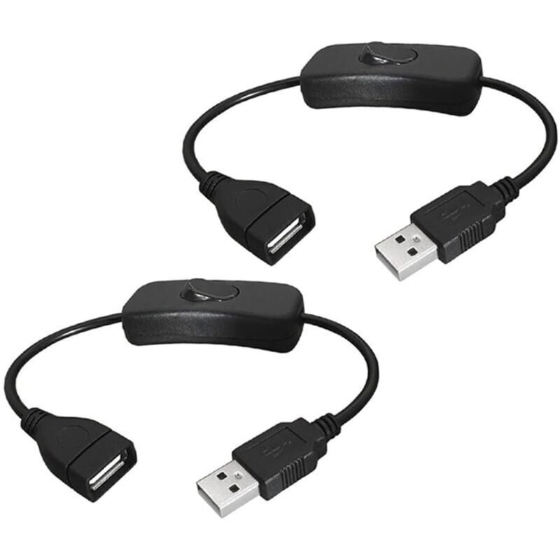 2-teiliges USB-Kabel (Stecker auf Buchse) mit Ein-/Ausschalter, integrierter USB-Verlängerungsschalter für Dashcam, LED-Schreibtischlampe,