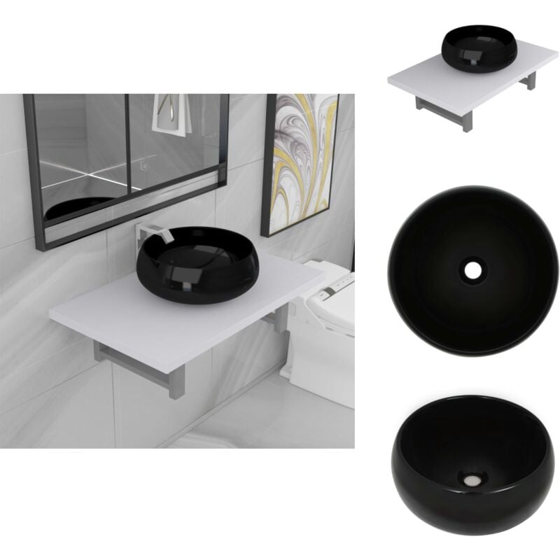 2-tlg. Badmöbel-Set Keramik Weiß - Badmöbel-Set - Badmöbel-Sets - Badezimmer Möbel Set - Wandregal Für Badezimmer