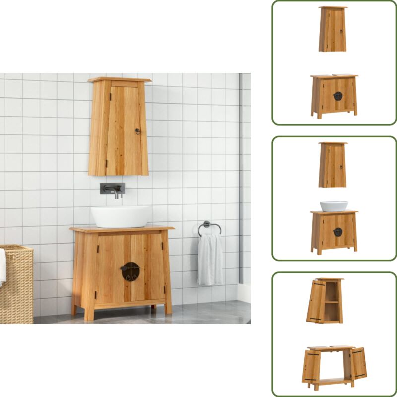 Vidaxl - 2-tlg. Badmöbel-Set Massivholz Kiefer - Badmöbel - Badschränke - Kiefernholz - Vintage Look - Stauraum