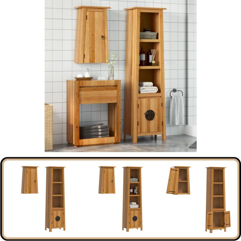 Vidaxl - 2-tlg. Badmöbel-Set Massivholz Kiefer - Badmöbel - Badschränke - Kiefernholzmöbel - Vintage Badezimmer - Badezimmerausstattung