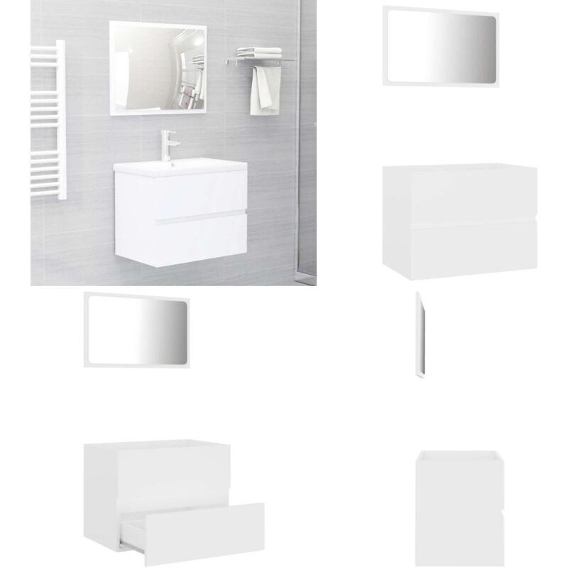 Vidaxl - 2-tlg. Badmöbel-Set Weiß Holzwerkstoff - Badmöbel Set - Holzwerkstoff Badschrank - Spiegelschrank - Badezimmermöbel - Weißes Badmöbel - Home