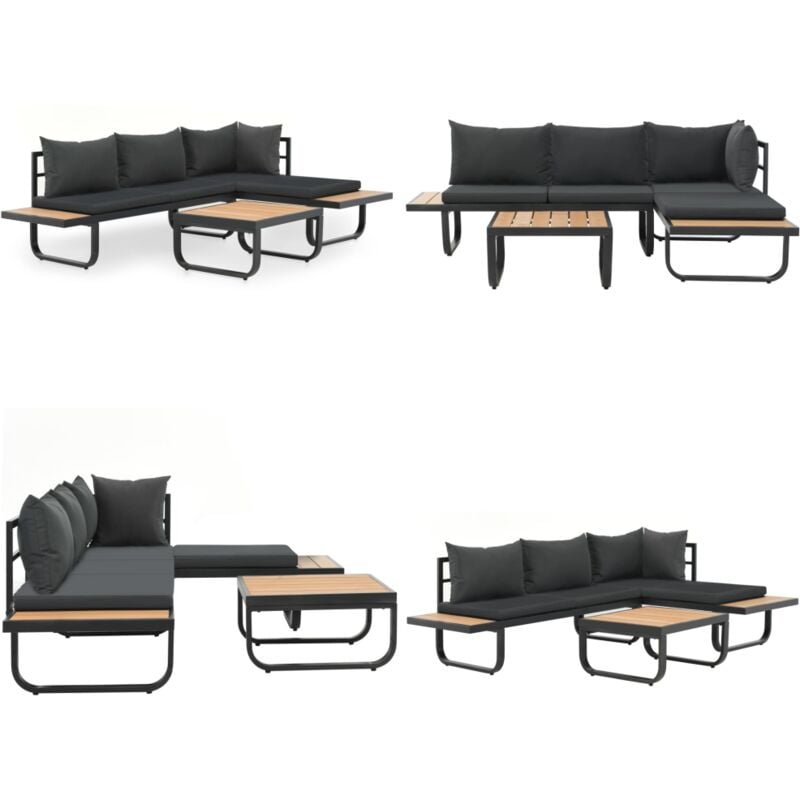 2-tlg. Garten-Ecksofa-Set mit Auflagen Aluminium WPC - Sofagarnitur - Gartenmöbel - Outdoor Möbel - Lounge Set - Aluminium Gartenmöbel - Home & Living
