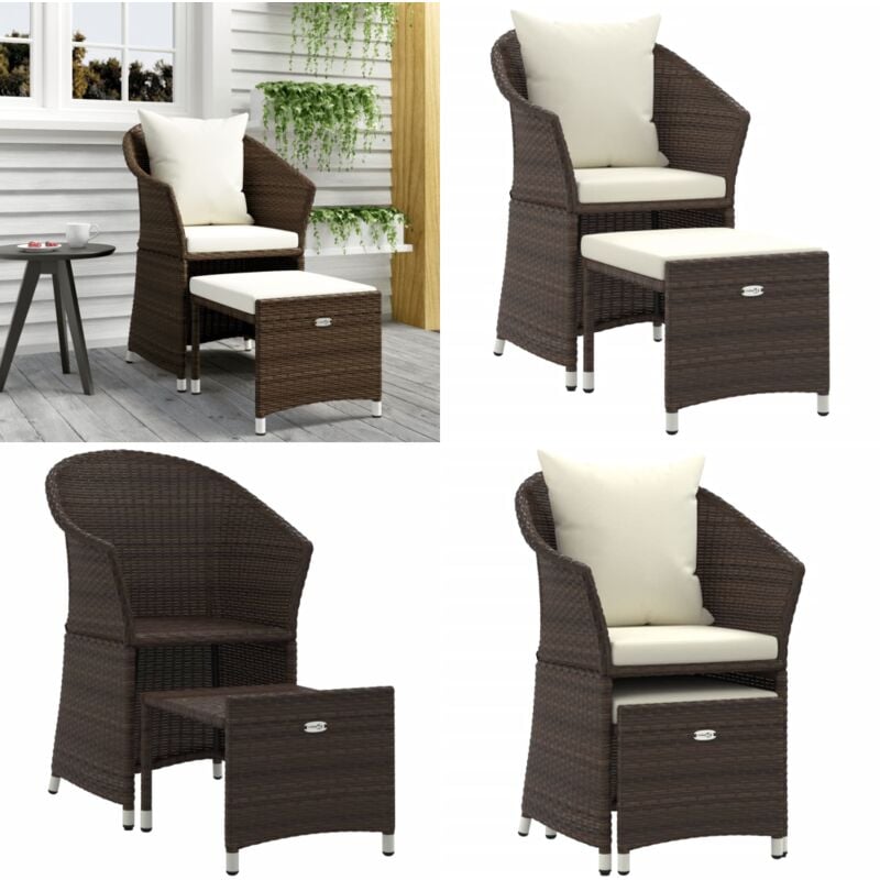 2-tlg. Garten-Lounge-Set mit Kissen Braun Poly Rattan - Garten Lounge Set - Outdoor Möbel - Rattan Sessel - Loungeset - Gartenstuhl - Home & Living
