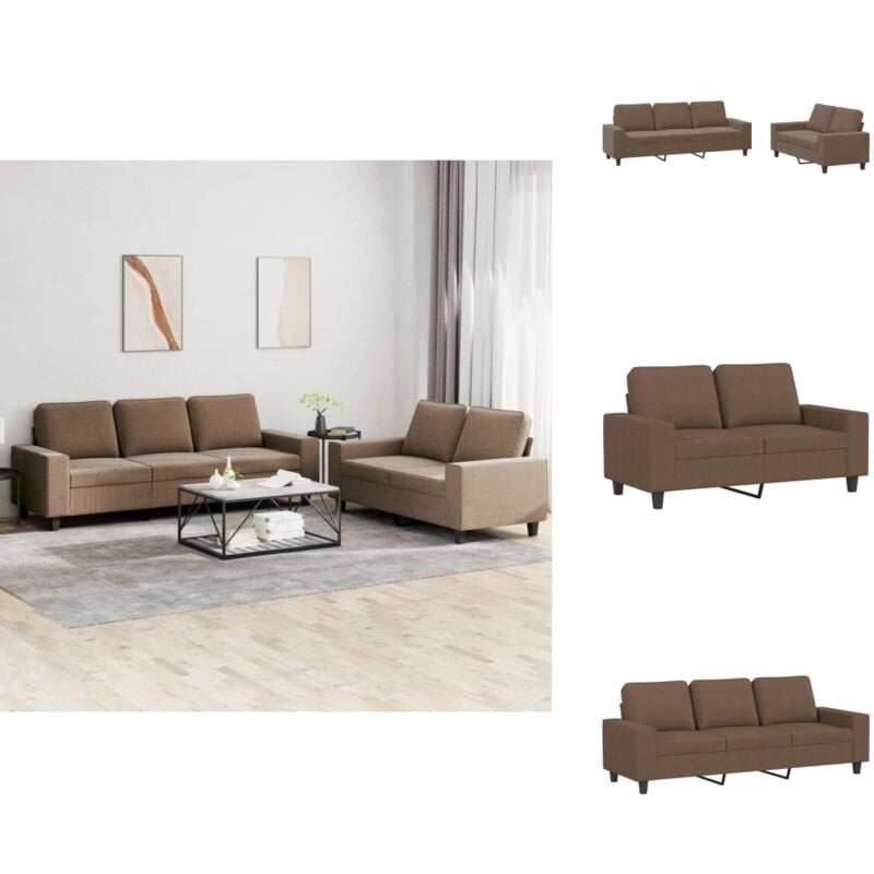 Vidaxl - 2-tlg. Sofagarnitur Braun Stoff - Couchgarnitur - Esszimmertisch - Wohnzimmersofa - Ledercouch - Design Couch