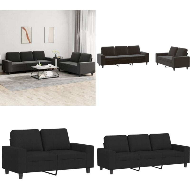 Vidaxl - 2-tlg. Sofagarnitur Schwarz Stoff - Couchgarnitur - Esszimmertisch - Wohnzimmersofa - Ledercouch - Ecksofa - Home & Living