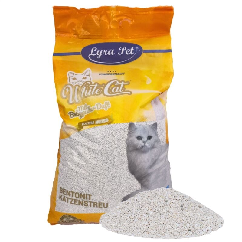 Lyra Pet - 15 Liter ® White Cat® Katzenstreu Bentonit mit Babypuderduft