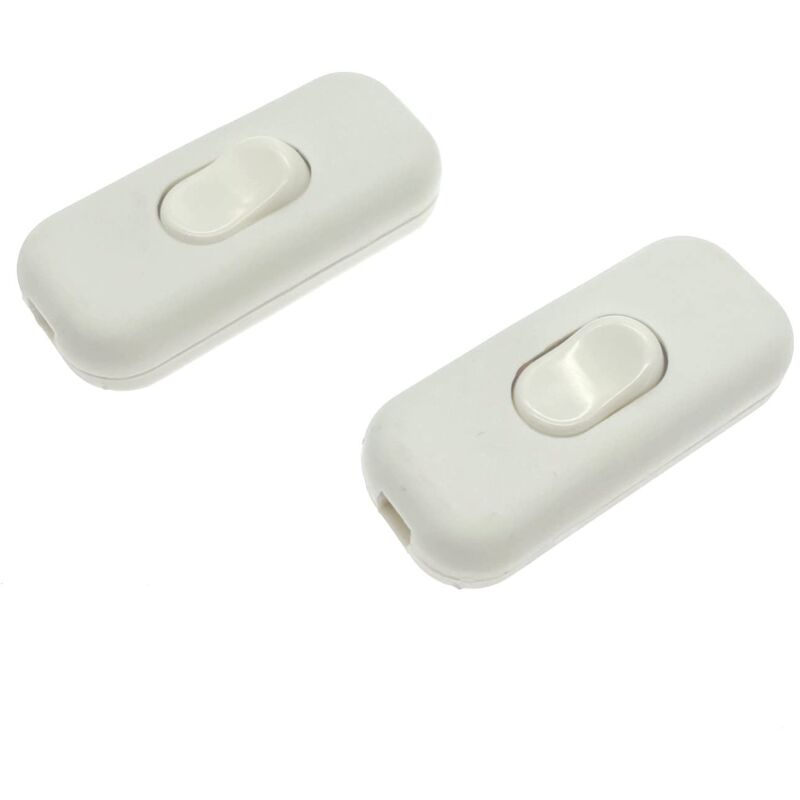 Ersandy - 2 x 2-poliger, maximal 6 a weißer Inline-Schnurschalter, 2-poliger isolierender Inline-Schalter, akzeptiert 1–2 runde oder flache Drähte,