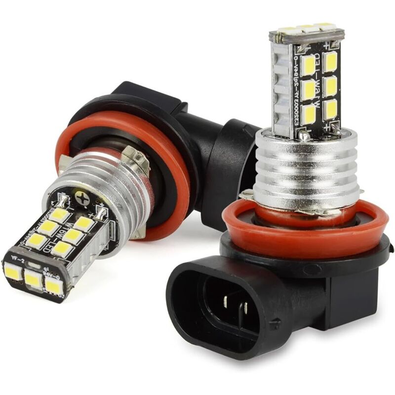 2 x H8 H9 H11 Nebelscheinwerferlampen 15 SMD 2835 LED DRL Scheinwerferbirne LED ULTRA WEISS für Auto Auto LED-Lampe Nebelscheinwerfer Xenon Weiß DC