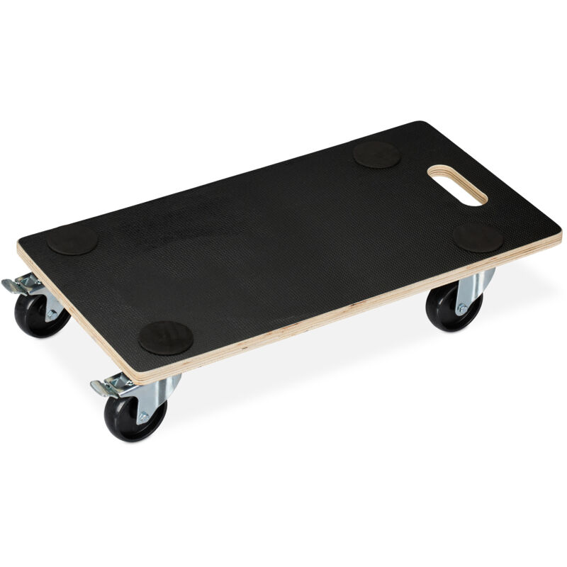 Relaxdays - Transportroller Feststellbremse, 400 kg, Lenkungsrollen, Anti-Rutsch-Belag, hbt: 11,5 x 58 x 30 cm, schwarz