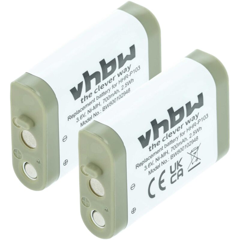 Vhbw - 2x Akku kompatibel mit ge tl 26413, tl 9641, TL-2613, TL-26413, TL-96413 schnurlos Festnetz Telefon (700mAh, 3,6V, NiMH)