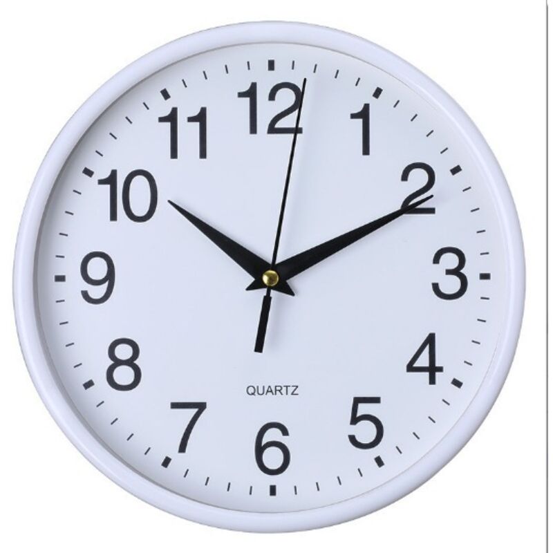 Linghhang - 20 cm große Wanduhr aus Kunststoff mit arabischen Ziffern, geräuschlose Quarz-Wanduhr für Schule, Büro und Wohnzimmer