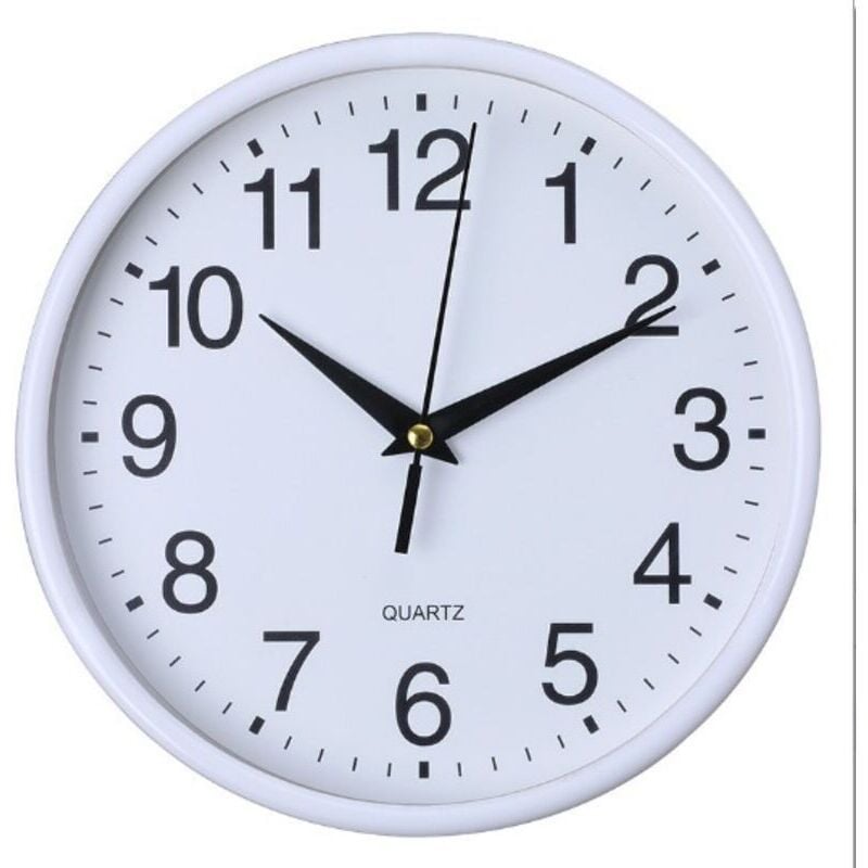 20 cm große Wanduhr aus Kunststoff mit arabischen Ziffern, geräuschlose Quarz-Wanduhr für Schule, Büro, Wohnzimmer