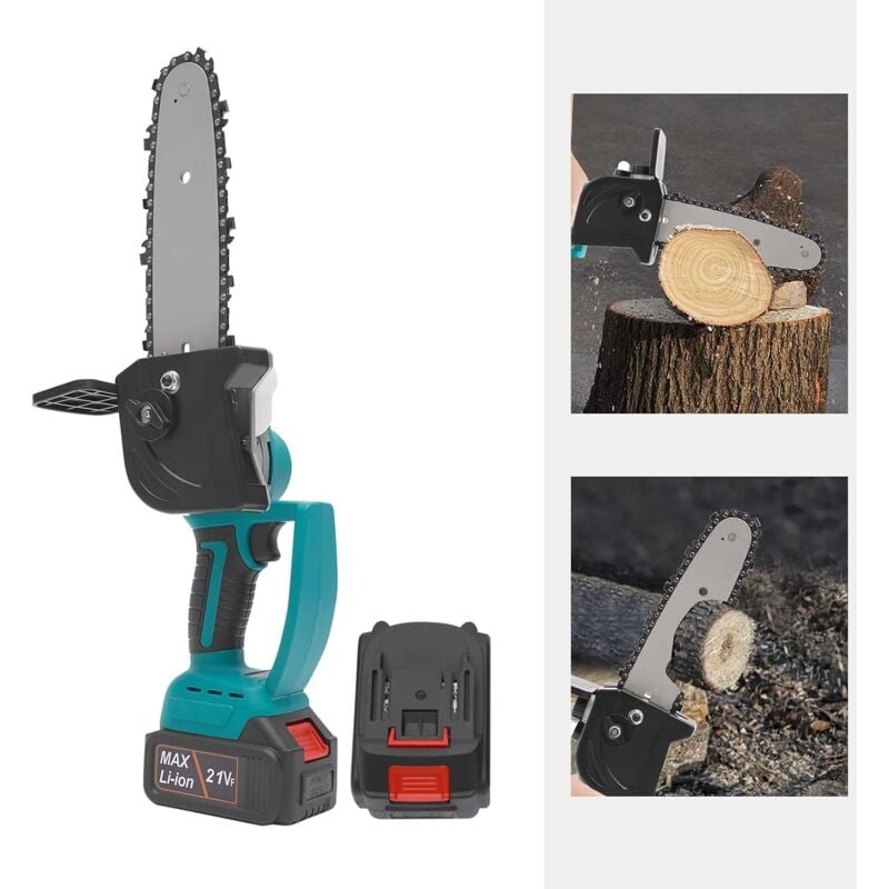 20 cm lange Akku-Elektro-Kettensäge, 25.000 U/min, Motorsäge Einhand-Elektro-Kettensäge, 400 W Leistung, 220 V, zum Schneiden von Holz, Ästen und