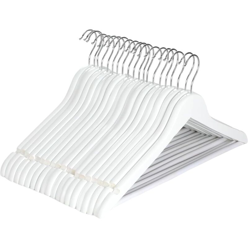 20 Holzbügel Kleiderbügel Kleiderbügel Kleiderbügel mit Schulterkerben Hosensteg 360° Drehhaken für Anzüge Hemden Mäntel Natur 20er Pack (20er Pack