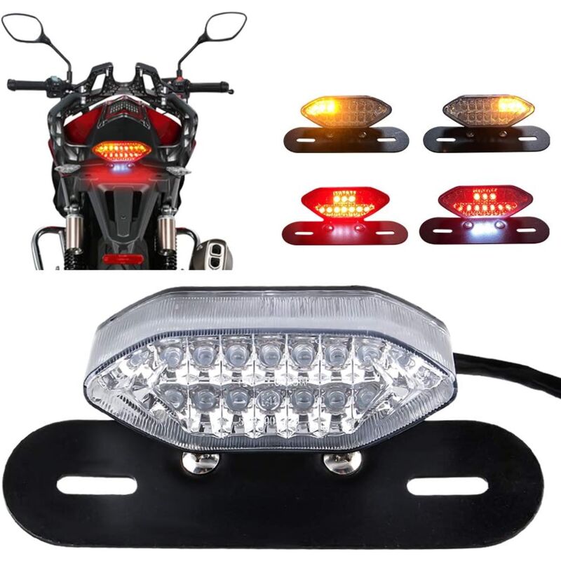 Ersandy - 20 LED-Motorrad-Rücklicht, integriertes Motorrad-LED-Bremslicht und Blinker, Motorrad-LED-Motorrad-LED-Fahrlichter mit Eisenrahmenmontage,