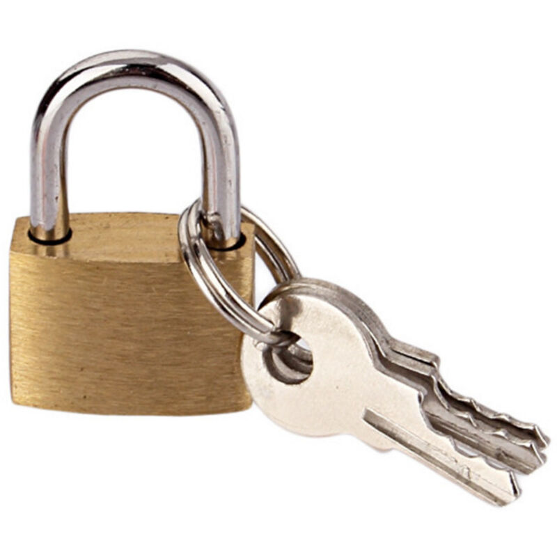 20-mm-Vorhängeschloss, 2er-Set mit Schlüsselschloss, kleines Vorhängeschloss, ideal für Koffer, Kleiderschränke, Spinde, Werkzeugkästen, Gold