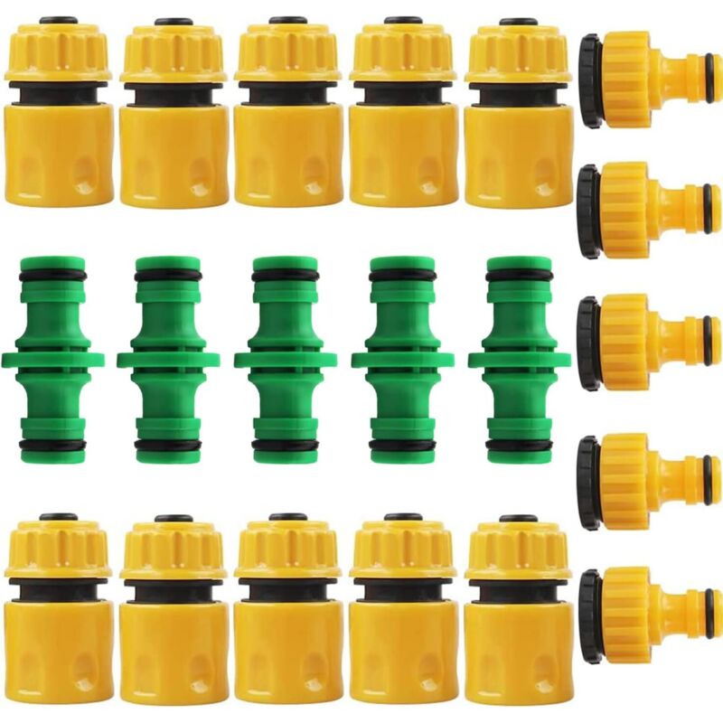 20 Piece Hose Connector Set 5x 1/2 Zoll Quick Hose Connectors 10x 1/2 oder 3/4 Zoll Double Plug Hose Coupling 5x 1/2 oder 3/4 Zoll Tap Hose Connector