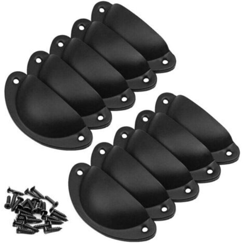 20 Schubladen, Schrank, Küchenmöbel, Retro-Muschelgriffe, gebogene Eisen-Retro-Schranktürgriffe, freiliegende Möbel-Eisengriffe (schwarz)