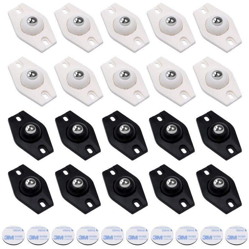 20 selbstklebende Lenkrollen, Mini-Möbelrollen mit 360°-Drehung, geräuschlos, für Küchengeräte, Mülleimer, Aufbewahrungsboxen, Abfallkörbe
