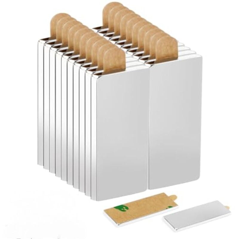 20 starke, selbstklebende Magnete (30 x 10 x 1 mm), flache Magnete paarweise klebend, rechteckige Neodym-Magnete für Whiteboards, Kühlschränke,